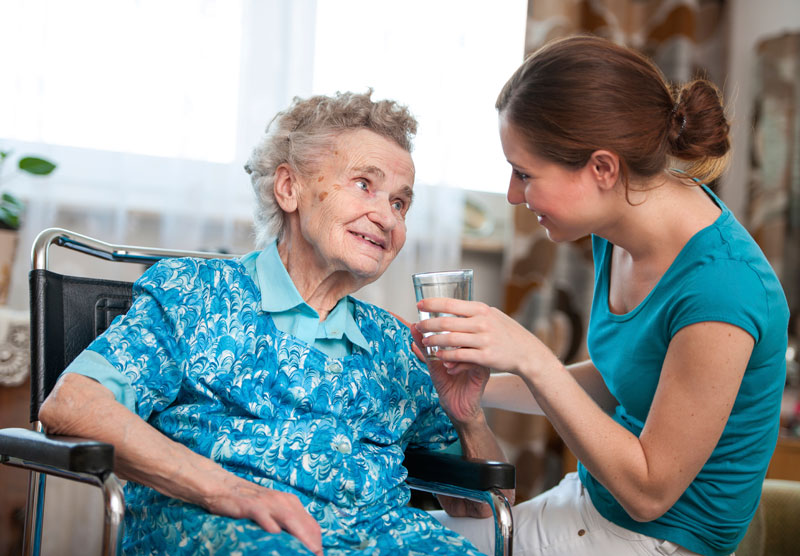 resident with caregiver