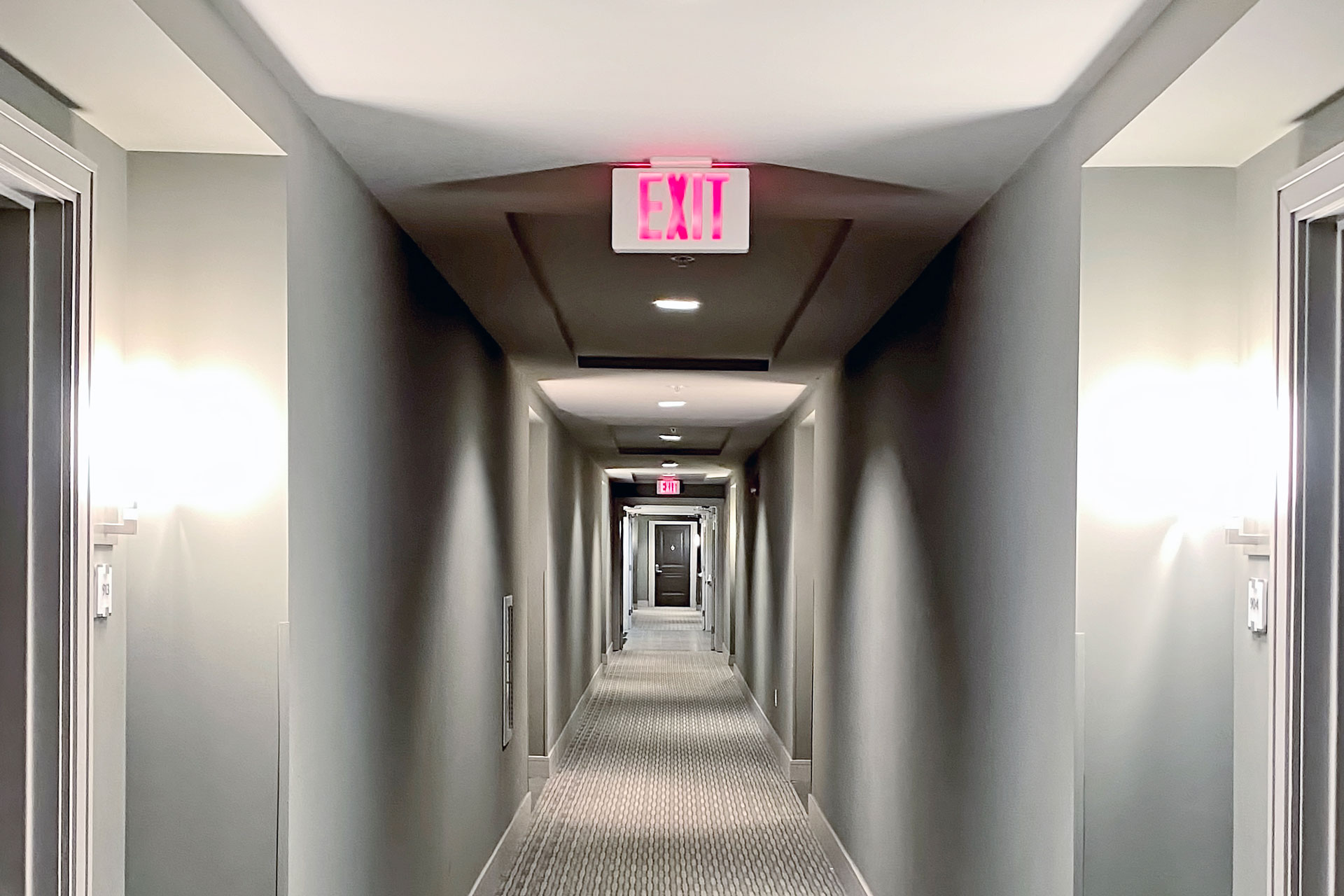 hallway with exit sign