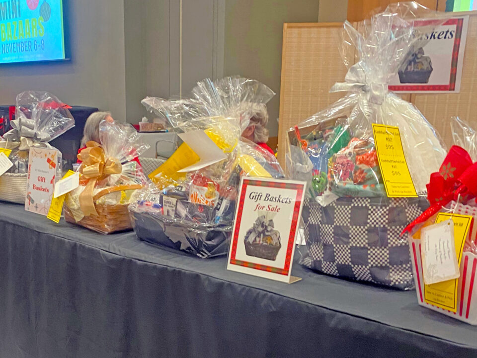 Gift baskets at the 2024 IKF Holiday Bazaar